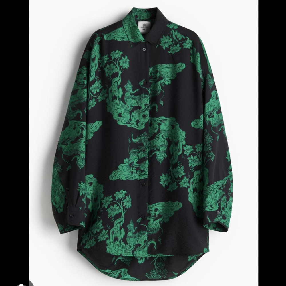 *LAST CHANCE* White Lotus x H&M patterned shirt green and black NWT